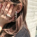 Xinzi of the same style ~ Japanese day single day miscellaneous brushed silver simple round piece retro Harajuku earrings ear clip earrings - Image 2