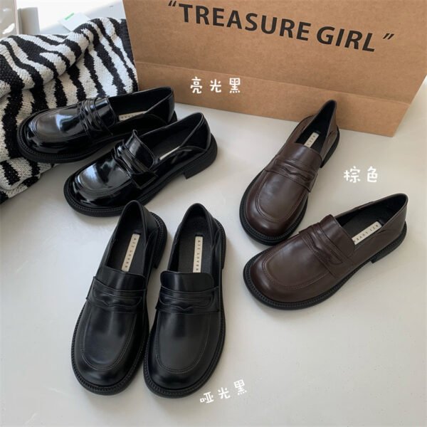 Basic model ~ so comfortable! Black British style retro small leather shoes female soft leather student Japanese jk single shoes