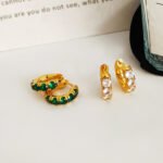 Copper plated gold inlaid earrings - Image 4