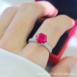 Hot Selling Jewelry 2 Carat Round Cultivated Pigeon Blood Ruby Open Ring Women's Fashion Coloured Jewelry Ring - Image 3
