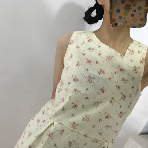 The old days in the memory~vintage vintage retro fresh literary floral cotton dress with small bust