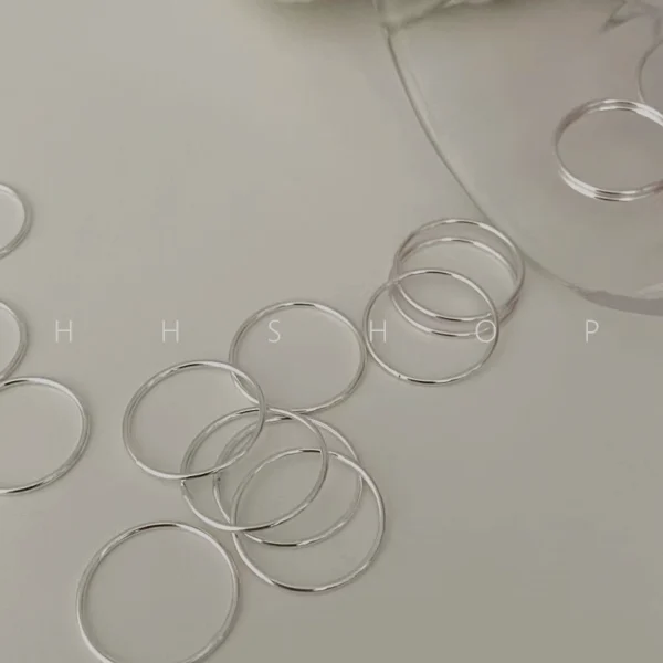 HHSHOP South Korea s925 sterling silver simple all-match cold style stacked must-have plain ring ring fashionable joint ring