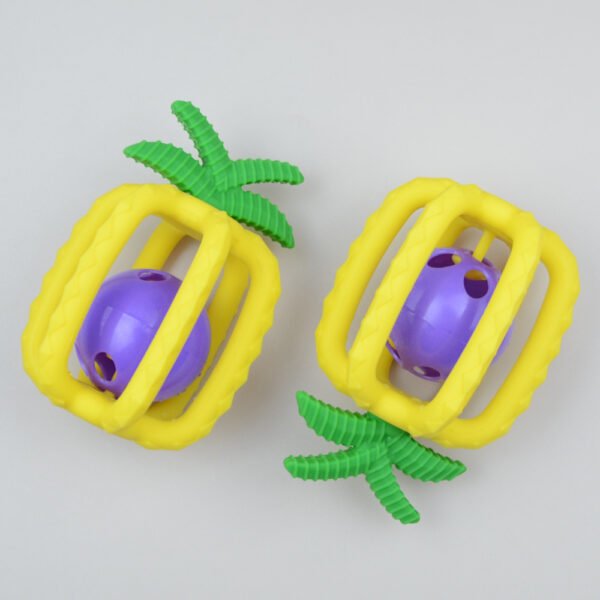 Manufacturers spot two-color pineapple teether silicone teether toy baby teether stick three-dimensional silicone teether wholesale