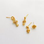 Copper-plated real gold S925 silver needle European and American cross-shaped earrings women's simple earrings temperament inlaid zircon earrings T772