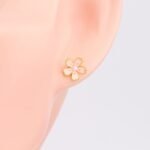 S925 sterling silver foreign trade jewelry creative personality Japanese cherry blossom earrings small fresh and cute pink flower earrings - Image 2