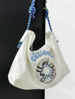 Japanese cartoon alphabet canvas bag 2022 autumn and winter single shoulder messenger tote bag zipper student female commuter bag - Image 4