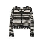 Aisili 2023 spring new long-sleeved striped top small shirt Korean casual tassel knitted sweater female 8210 - Image 6