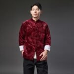 Improved Hanfu Chinese style button long-sleeved shirt