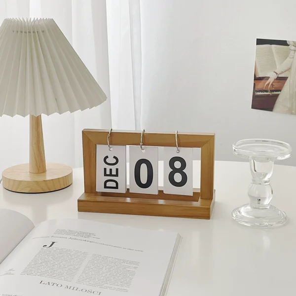 2022 desk calendar ins wind creative wooden page turning calendar 2023 log color wooden perpetual calendar desktop ornaments