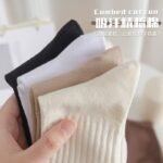 Socks women's mid-leg socks high elastic band mouth pile socks sweat-absorbing solid color Japanese sports stockings youth casual - Image 4