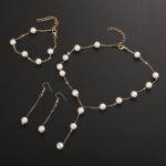 Boutique Korean version fashion sweet OL elegant pearl simple temperament necklace earrings bracelet set - Image 2