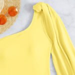 2023 swimsuit new sexy solid color tie tight bikini slim conservative one-piece swimsuit female swimsuit - Image 4