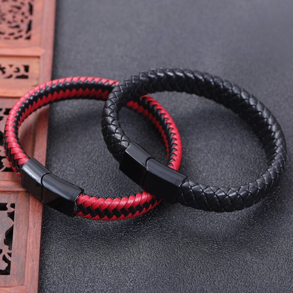 Cross-border new Amazon European and American men's magnetic buckle bracelet retro braided leather rope magnet buckle bracelet one piece on behalf of the hair