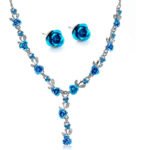 European and American Butterfly Drop Necklace Earrings Set Exaggerated Full Diamond Geometric Crystal Flower Bridal Wedding Jewelry Female - Image 6