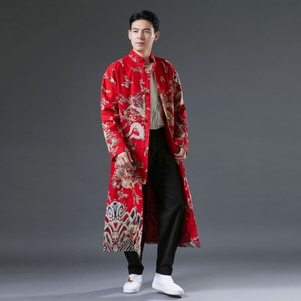 Improved Hanfu double-layer dragon trench coat