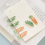 Kamichi Stationery Pea and Carrot Special-shaped Boxed Paperclip Geometric Shape Multifunction Korean Bookmark Cute Paper Clip Small Small Fresh Creative Metal Pin 24 Pieces - Image 2