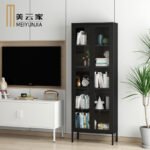 Steel tiger home simple color children's home with door dust-proof bookcase bookshelf floor-to-ceiling steel single and double door glass cabinet - Image 3