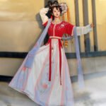 Tang-made Hanfu half-arm collar and waist skirt