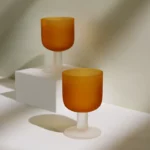 Medieval Cup Designer Sunset Cup Twilight Orange Frosted Glass Goblet Cocktail Glass Gift - Image 2