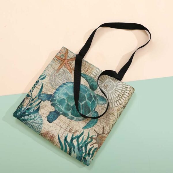 Turtle Pattern AliExpress Amazon Hot Sale Printed Large Capacity Shopping Bag Linen Gift Bag Ladies Shopping Bag