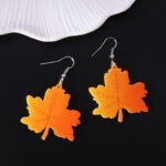 European and American cross-border hot sale Thanksgiving earrings female creative acrylic sheet scarecrow turkey leg maple earrings - Image 4