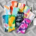 Tie-dye mid-cut cotton socks Cross border Street trend socks ins socks women's gradient fashion sports personality tide