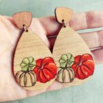 Autumn Thanksgiving Pumpkin Earrings Colorful Maple Leaf Sun Flower Pumpkin Coffee Cup Hollow Water Drops Fungus Earrings - Image 3