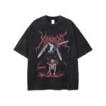 Wash water and make old cartoon printing loose short-sleeved T-shirt