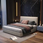 Modern minimalist master bedroom double wedding bed Nordic small apartment minimalist light luxury wedding room leather art soft bag 1.8 meters large bed - Image 2