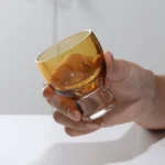 Amber old time/medieval Japanese glass sake cup smelling incense cup white wine cup wood masonry small wine cup - Image 4