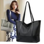 Solid color oxford cloth large capacity tote bag fashion contrast classic versatile shoulder bag korean casual student class