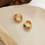 Color contrast zircon geometric earrings - Image 2