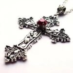 Gothic dark ruby cross necklace wish cross border vintage flower lover pendant - Image 2