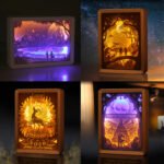 Creative photo frame lamp decoration Guofeng paper lamp couple gift Tanabata bedside night lamp 3d three-dimensional light and shadow paper carving lamp
