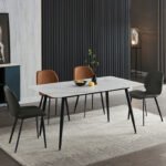 Nordic minimalist slate dining table home living room small apartment rectangular dining table slate 4-6 people dining table and chair combination - Image 4