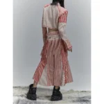 Contrast striped patchwork half-length fishtail skirt