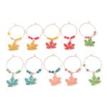 European and American cross-border jewelry autumn new thanksgiving maple leaf earrings jewelry beaded rice beads maple leaf earrings earrings - Image 5