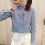Suding's new double-layer cotton striped shirt women's loose simple cotton long-sleeved Japanese all-match soft shirt 7951 - Image 8