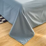 Simple washed cotton bed four-piece student dormitory bedding solid color double-combined quilt cover bed single fitted sheet three-piece set - Image 4