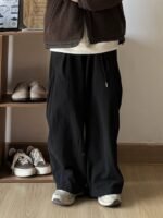 Japanese men's retro cityboy loose cargo pants wide leg versatile elastic waist design casual long pants men - Image 3