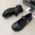 Black basic small leather shoes women's summer 2022 new Japanese students with skirts all-match round toe chunky heel patent leather single shoes trendy - Image 2
