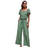 Independent research and development design European and American independent station fashion suits wide-leg pants 2022 summer French square collar loose top - Image 5