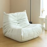 Leather caterpillar lazy sofa lounge chair balcony leisure chair living room bedroom small sofa Nordic single tatami - Image 3