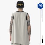 FG Men's | 2022 spring and summer new trendy brand high street logo embroidery mesh knitted basketball sleeveless vest - Image 4