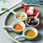 Stainless steel seasoning dish small dish flavor dipping sauce Japanese ceramic cooking dipping sauce sauce cup steak sauce dish with handle - Image 4