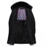New winter men's wool coat mid-length suede collar dad coat with fleece thickened tweed coat jacket - Image 5