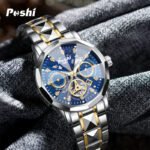Swiss brand trendy high-end men's watch automatic quartz luminous waterproof Roman skeleton men's watch - Image 4