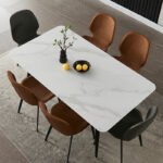 Nordic minimalist slate dining table home living room small apartment rectangular dining table slate 4-6 people dining table and chair combination - Image 3
