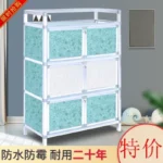 Three-layer mini rack waterproof bowl chopsticks rack open door cupboard storage layered modern minimalist cup with door