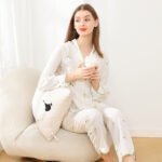 Ladies Ladies Lapel Lapel Pajamas Comfortable Cotton Homewear in Spring - Image 2